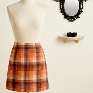 Kate Kasin orange and black plaid mini skirt size 8